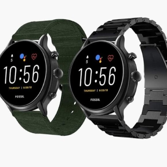 Fossil Men's Gen 6/5E 44mm/Gen 5 Carlyle Watch Band, 2 Pk Woven+Stainless Steel - Picture 1 of 6